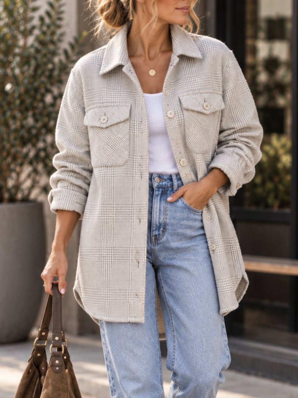 C By One Plaid Shacket MEDIUM